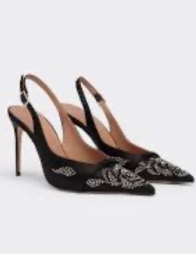 Malone Souliers Jazz Embellished Satin Slingback Pumps